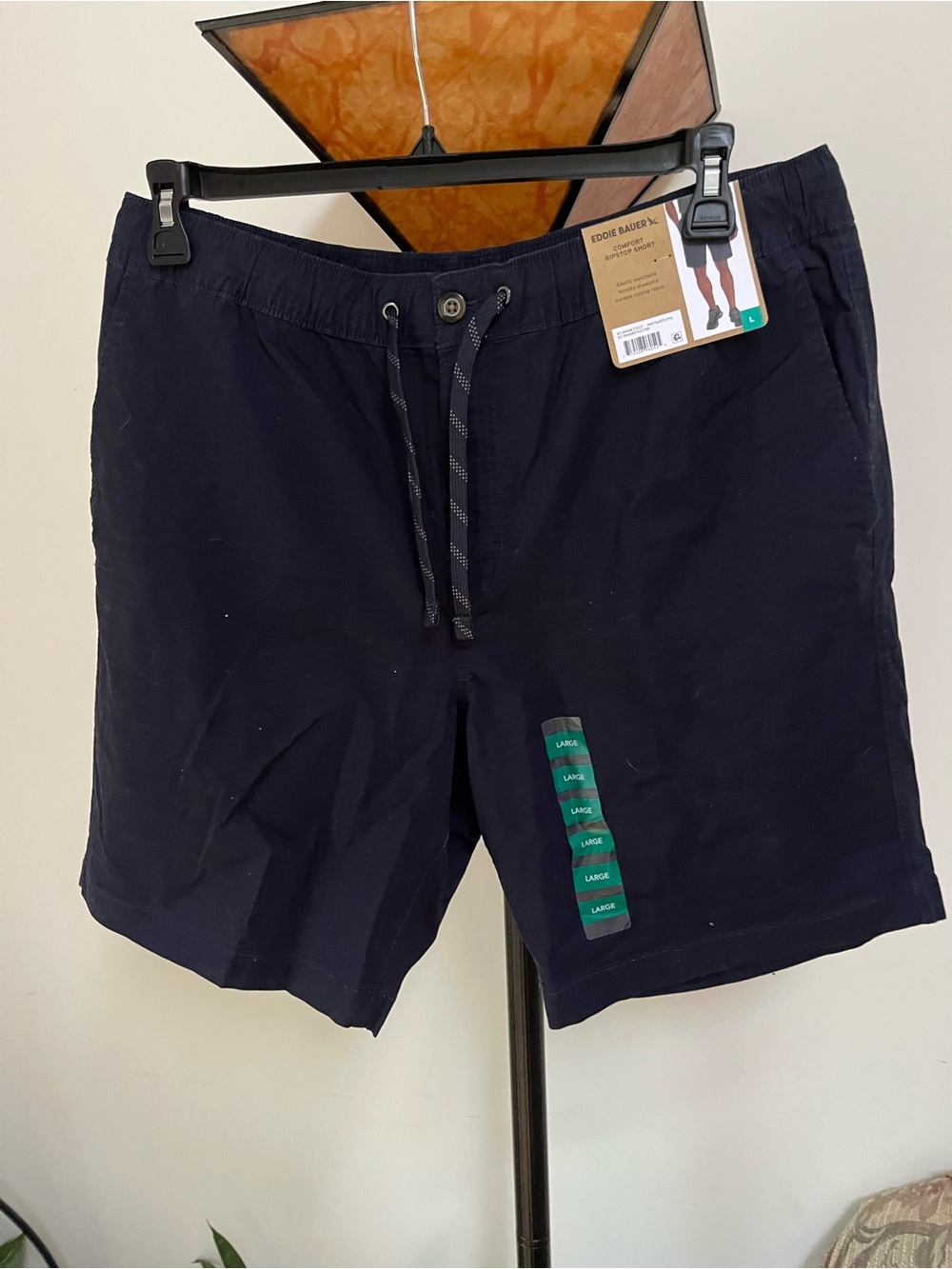NWT Eddie Bauer Ripstop Navy Drawstring Casual Shorts